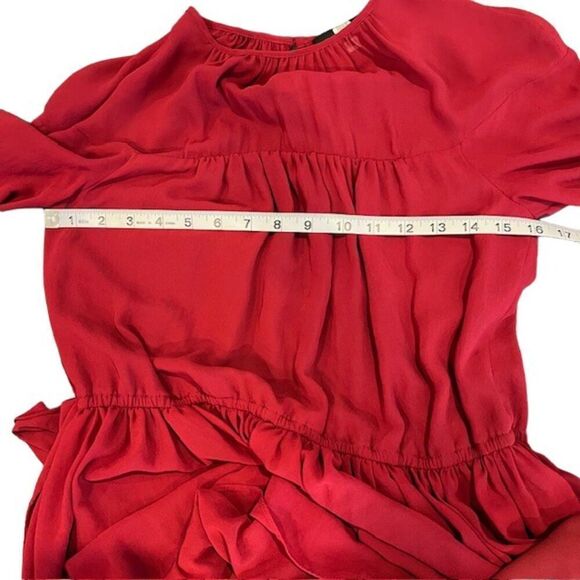 Slate & Willow Rose Illusion Dress Chiffon Lined Elastic Waist Red Womens Size 0 - Picture 12 of 14